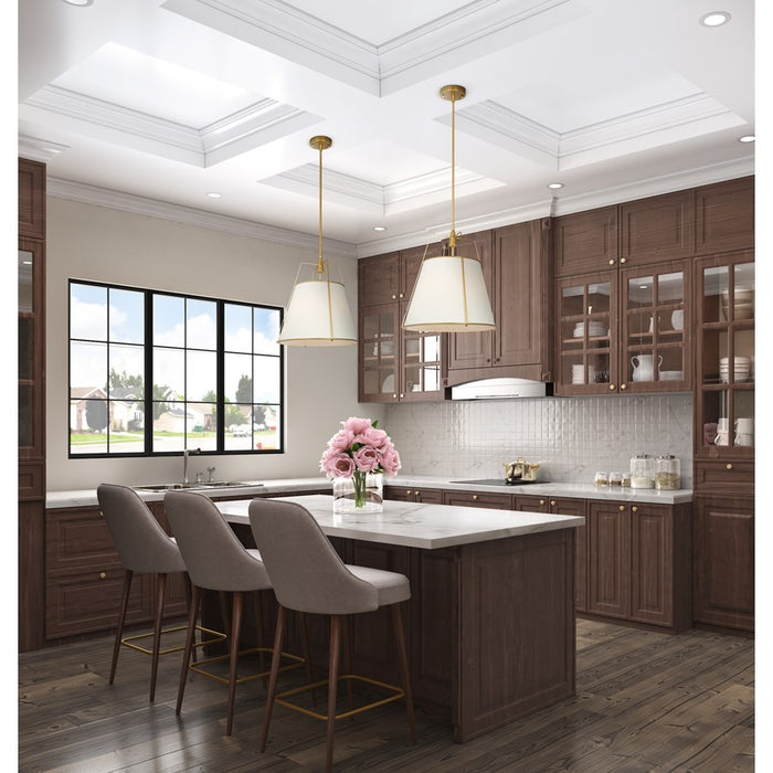 Artcraft Pullman 3 Light Pendant, Brass/Cream