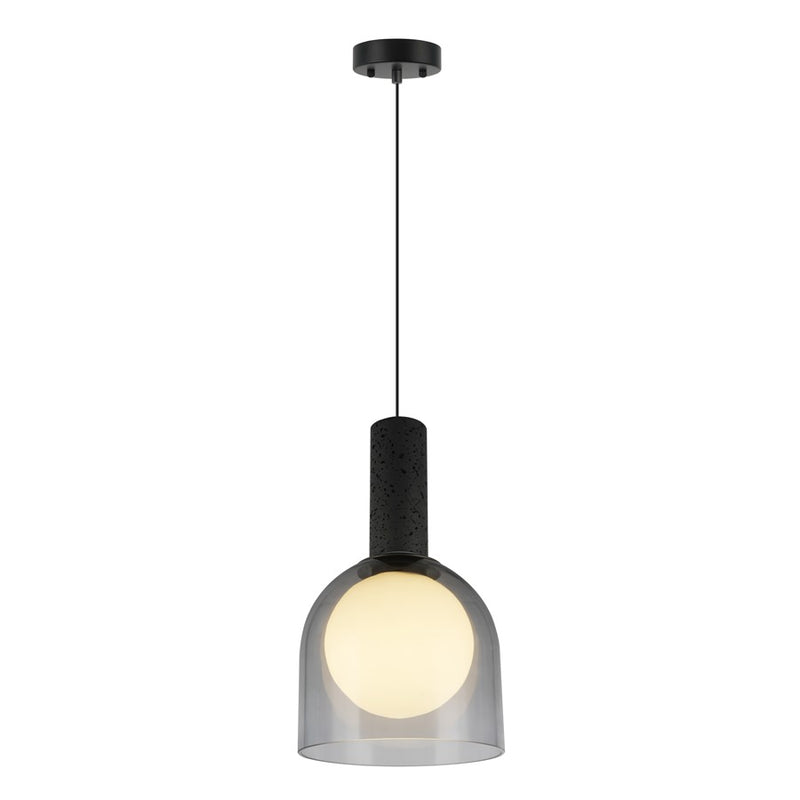 Artcraft Juna 1 Light Pendant, Black/Smoke/White