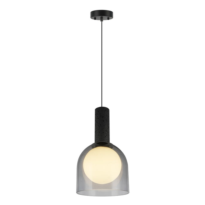 Artcraft Juna 1 Light Pendant, Black/Smoke/White