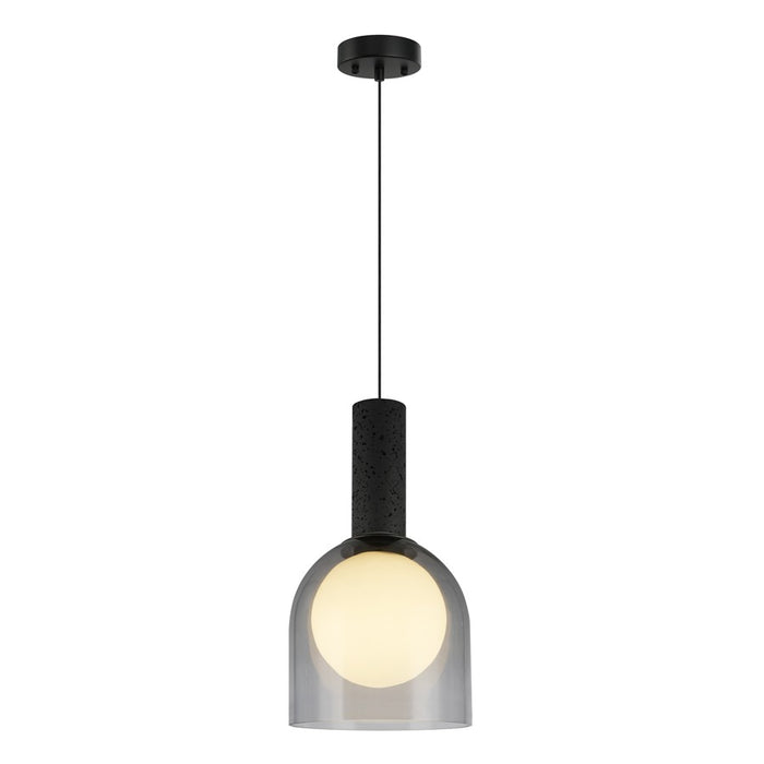 Artcraft Juna 1 Light Pendant, Black/Smoke/White