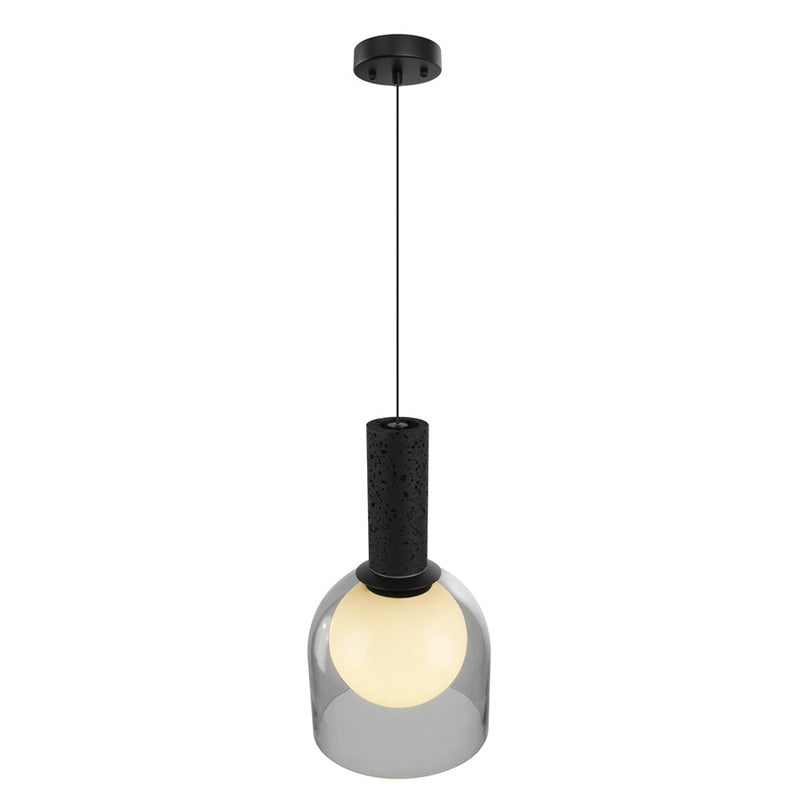 Artcraft Juna 1 Light Pendant, Black/Smoke/White