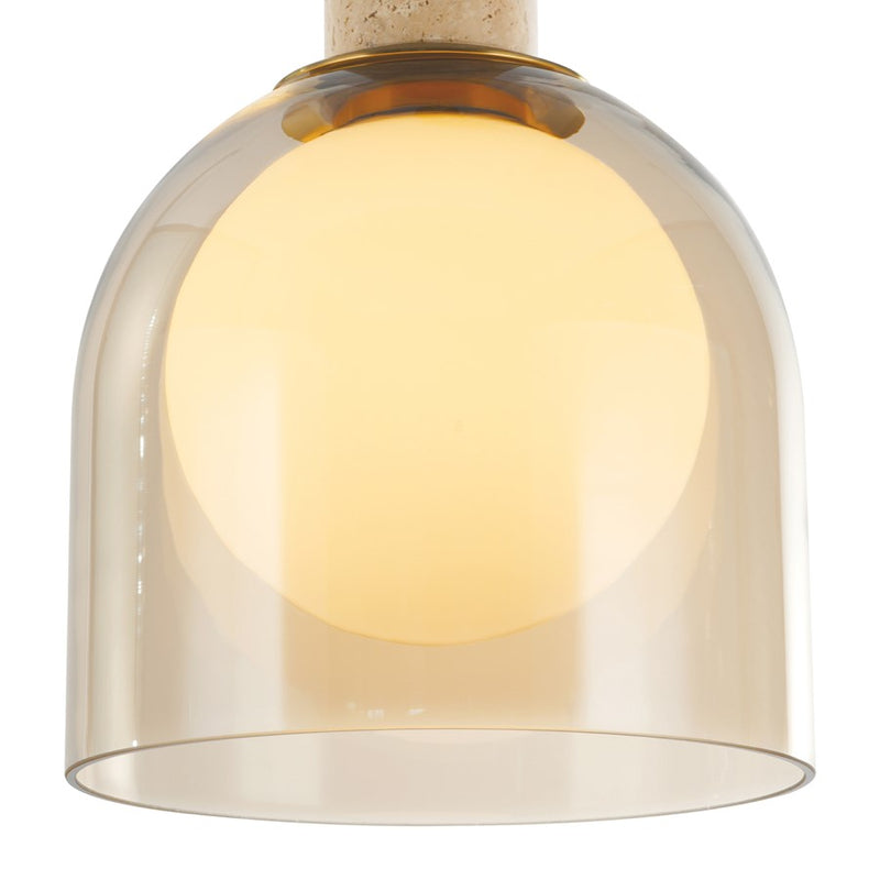 Artcraft Juna 1 Light Pendant, Brass/Amber/White