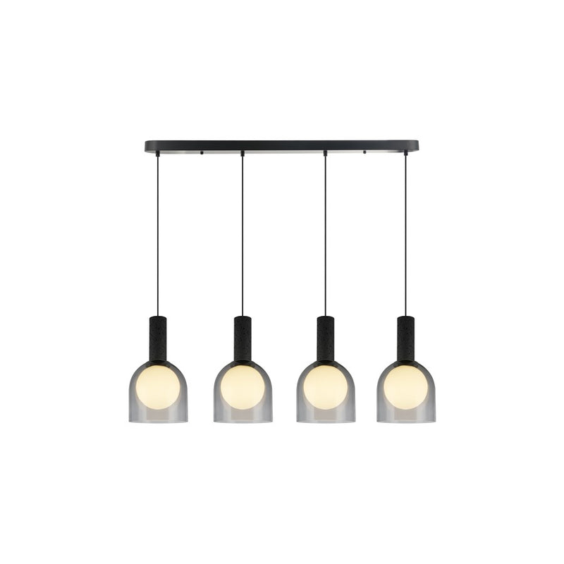 Artcraft Juna 4 Light Pendant, Black/Smoke/White