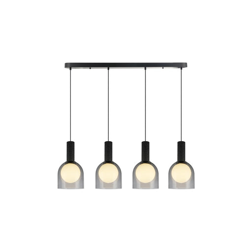 Artcraft Juna 4 Light Pendant, Black/Smoke/White