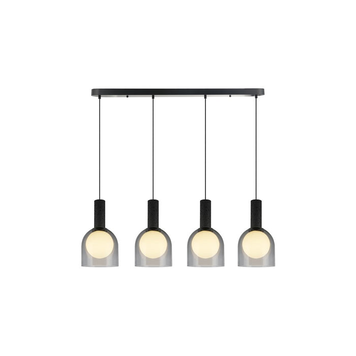Artcraft Juna 4 Light Pendant, Black/Smoke/White