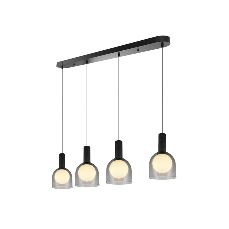 Artcraft Juna 4 Light Pendant, Black/Smoke/White