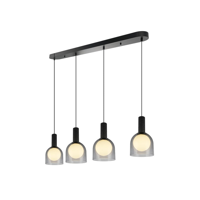 Artcraft Juna 4 Light Pendant, Black/Smoke/White