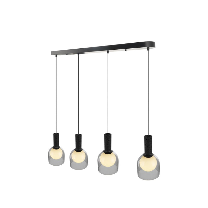 Artcraft Juna 4 Light Pendant, Black/Smoke/White