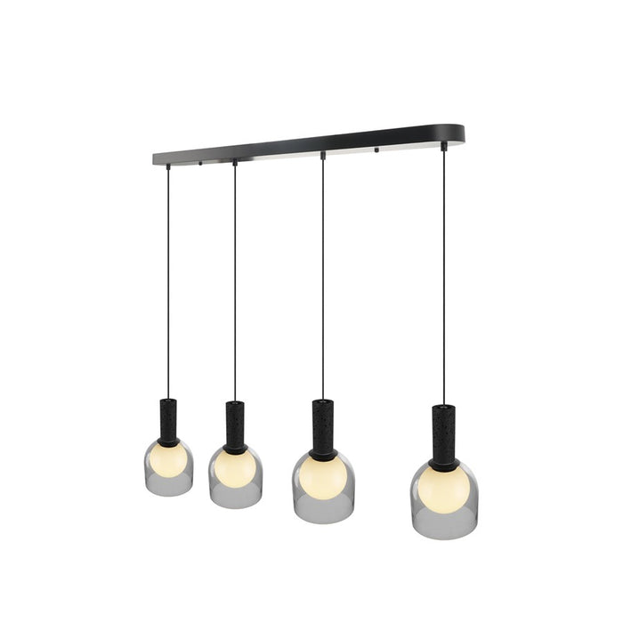 Artcraft Juna 4 Light Pendant, Black/Smoke/White
