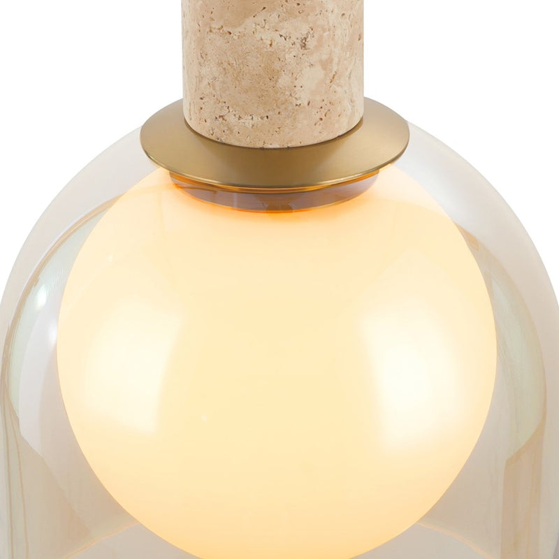 Artcraft Juna 4 Light Pendant, Brass/Amber/White