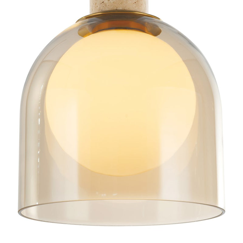 Artcraft Juna 4 Light Pendant, Brass/Amber/White