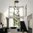 Artcraft Juna 6 Light Pendant, Black/Smoke/White
