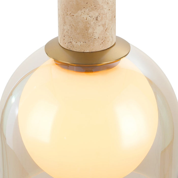 Artcraft Juna 6 Light Pendant, Brass/Amber/White
