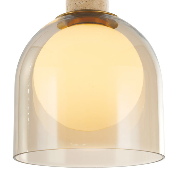 Artcraft Juna 6 Light Pendant, Brass/Amber/White