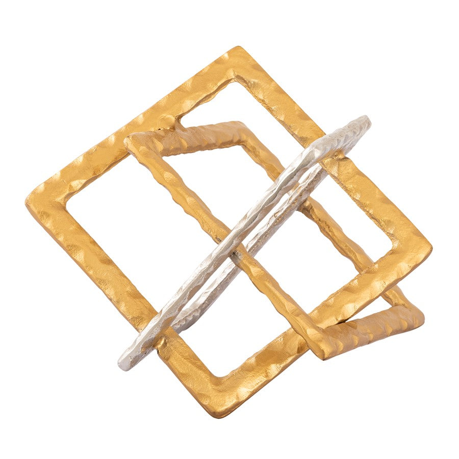 Atlas Lighting Abstract Interlocking Sculpture, Brass/Nickel