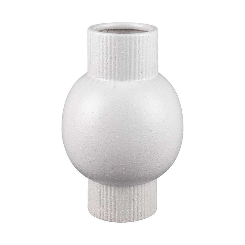 Atlas Lighting Acis 12in Tall White Earthenware Vase | Modern Sculptural Ceramic | Coastal & Scandinavian Decor | 8 x 8 x 12 in | Model AC11006-01