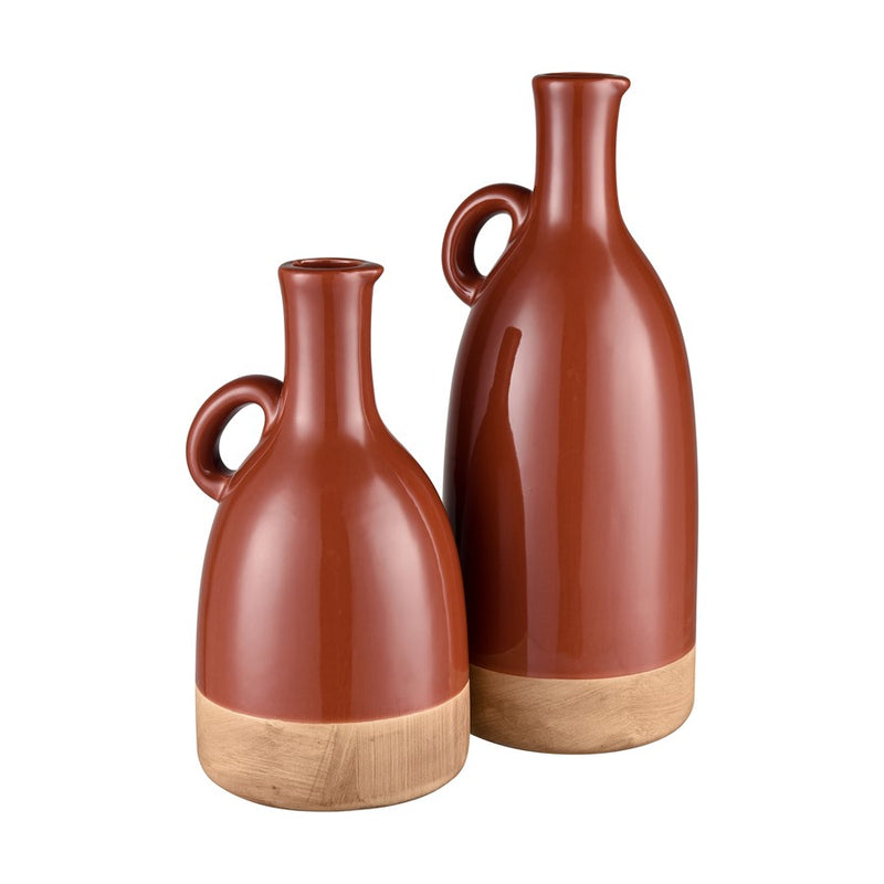 Atlas Lighting Adara Small Vase | Transitional Brick Red Earthenware | Entryway & Shelf Decor | 6.25 x 6 x 11 in | Model AC11007-01