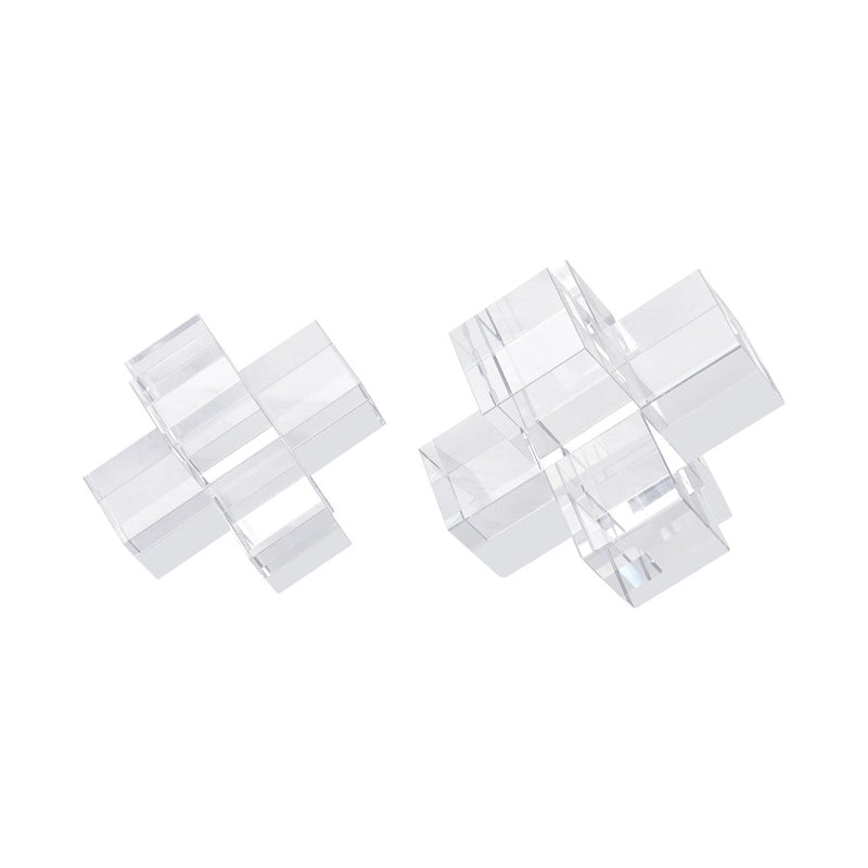 Atlas Lighting Addition Bookend Set of 2 | Modern Clear Crystal | Bookshelf & Desk Decor | 6 x 6 x 6 in | Model AC11010-01S