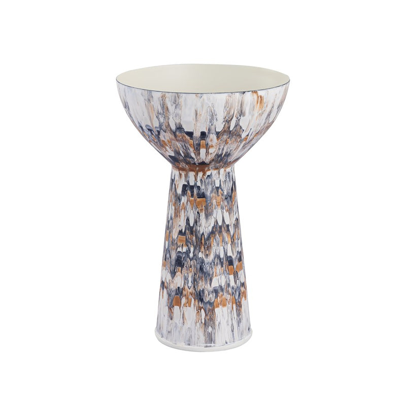 Atlas Lighting Adler 14in Amber Metal Pedestal Bowl | Transitional Striped Glaze | Kitchen & Entryway Decor | 9.25 x 9.25 x 14.5 in | Model AC11013-01