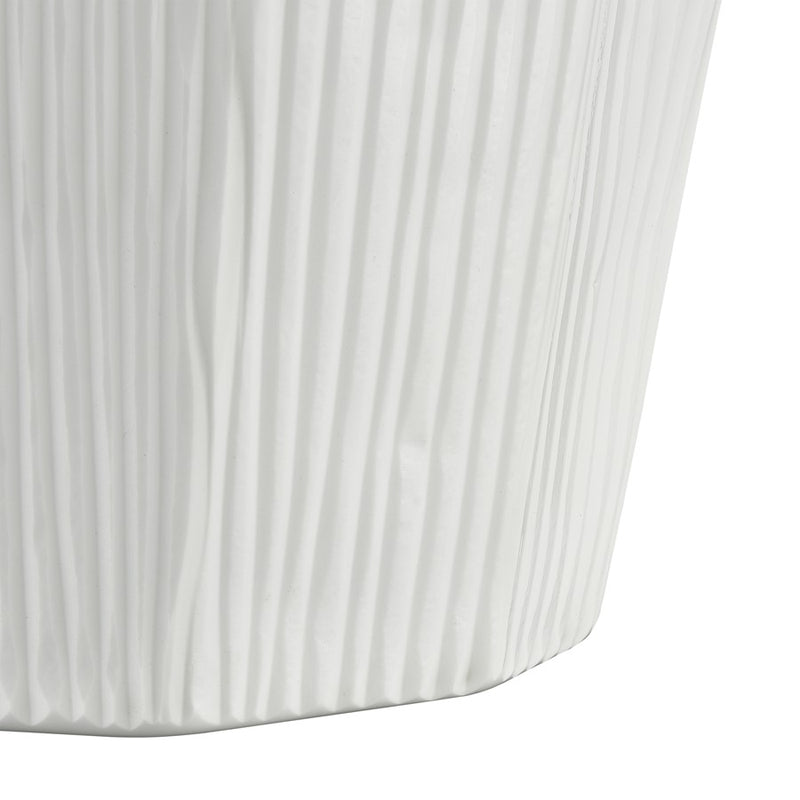 Atlas Lighting Aggie 16in White Glass Vase | Modern Faceted Frosted | Living Room & Coastal Decor | 9.5 x 9.5 x 16.25 in | Model AC11014-01