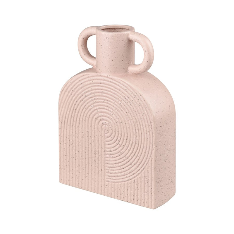 Atlas Lighting Agna Medium Vase | Light Pink Earthenware Modern Sculptural | Living Room & Entryway Decor | 6.5 x 2.375 x 9.5 in | Model AC11015-01