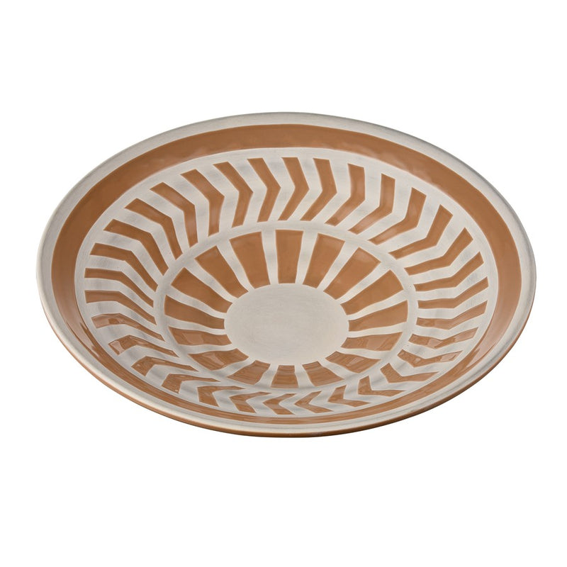 Atlas Lighting Aidy Bowl Set of 2 | Glazed Terracotta Earthenware with White Geometric Pattern | Kitchen & Dining Room Decor | Model AC11017-01S