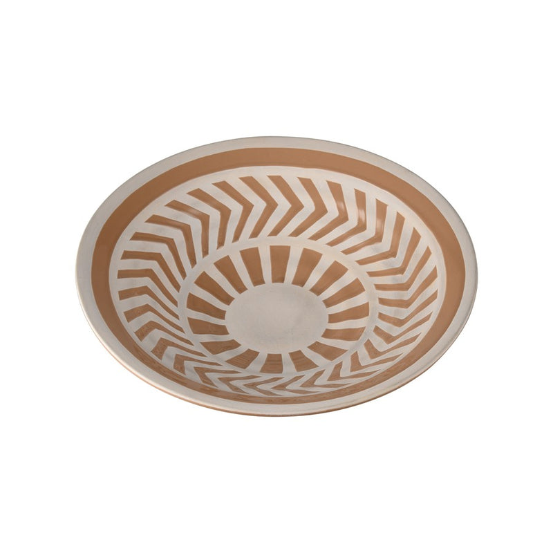 Atlas Lighting Aidy Bowl Set of 2 | Glazed Terracotta Earthenware with White Geometric Pattern | Kitchen & Dining Room Decor | Model AC11017-01S