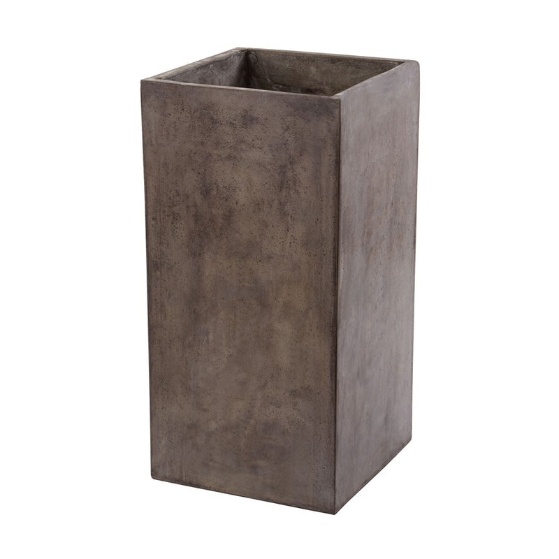 Atlas Lighting Al Fresco 16in Square Planter | Polished Concrete Short Gray | Indoor & Outdoor Garden | 16 x 16 x 32 in | Model AC11020-01