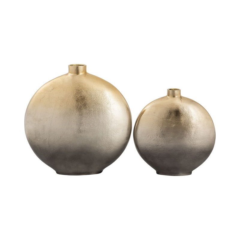 Atlas Lighting Alana Set of 2 Metal Vases | Gold Ombre Finish | Modern Sculpture & Single Bloom Display | 15 x 5 x 15 in | Model AC11021-01S