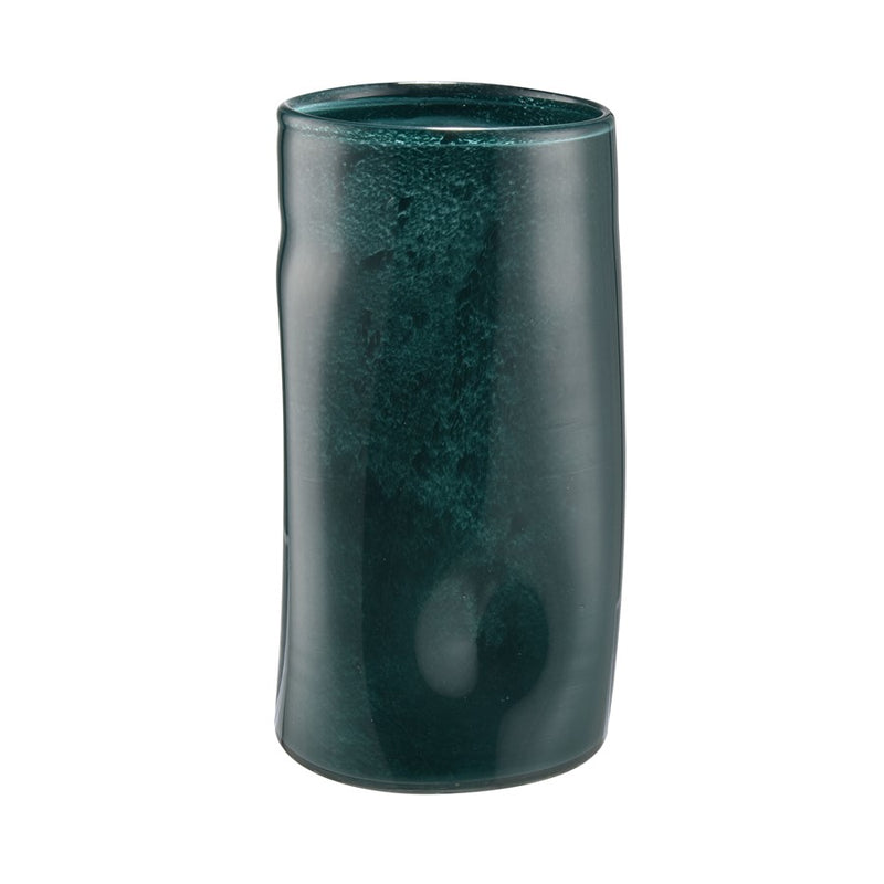 Atlas Lighting Alina 12in Dark Green Glass Vase | Modern Organic Texture | Living Room & Entryway Decor | 6 x 6.5 x 12 in | Model AC11024-04