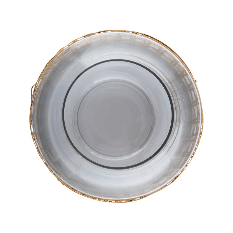 Atlas Lighting Alys Small Vase | Natural Rattan and Clear Glass | Coastal Living Room & Entryway Decor | 10 x 10 x 9.75 in | Model AC11030-01