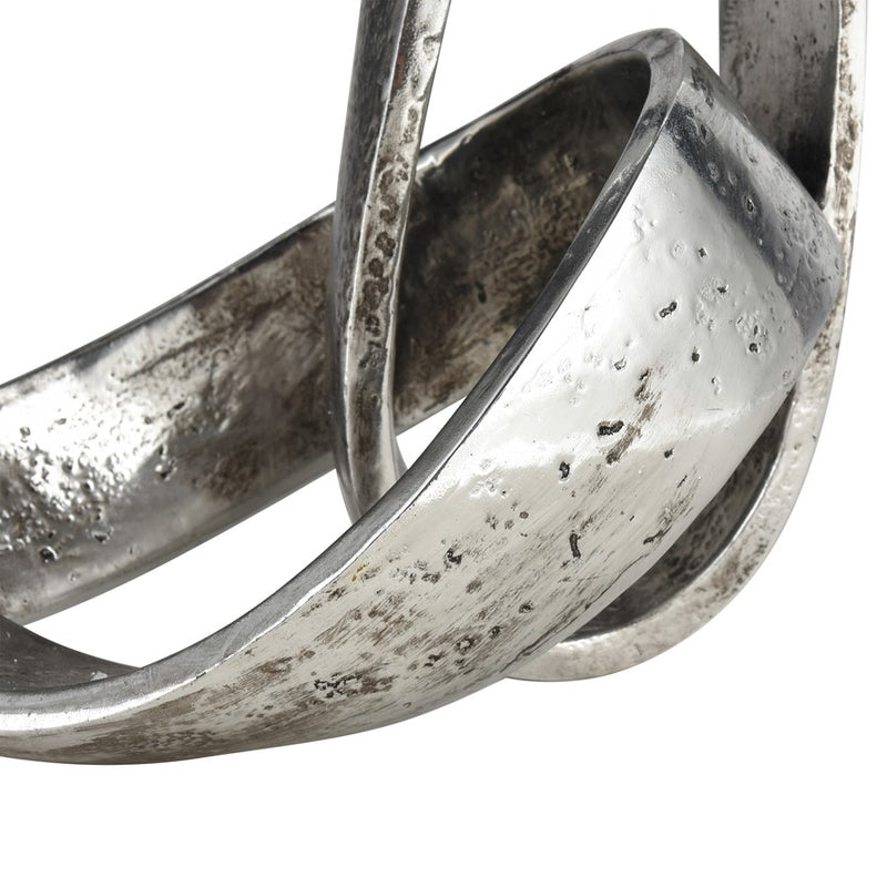 Atlas Lighting Amos Loop Sculpture | Modern Aged Silver Composite Abstract Art | Shelf & Tabletop Decor | 11.75 x 7.5 x 13 in | Model AC11033-01