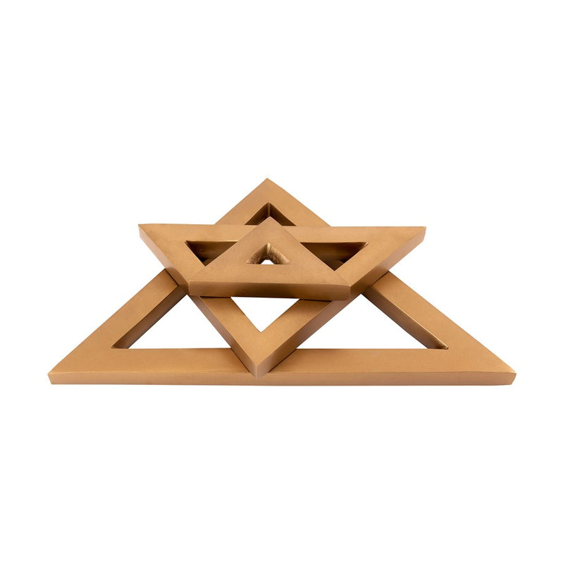 Atlas Lighting Ara Object Set of 3 | Gold Metal Decorative Triangles | Shelf & Tabletop Accent | 10 x 17 x 7 in | Model AC11044-01S