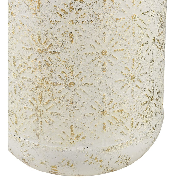 Atlas Lighting Ardoz Vase Set of 2 | Antique White & Gold Metal | Traditional Farmhouse Decor | 6.25 x 6.25 x 16 in | Model AC11050-01S