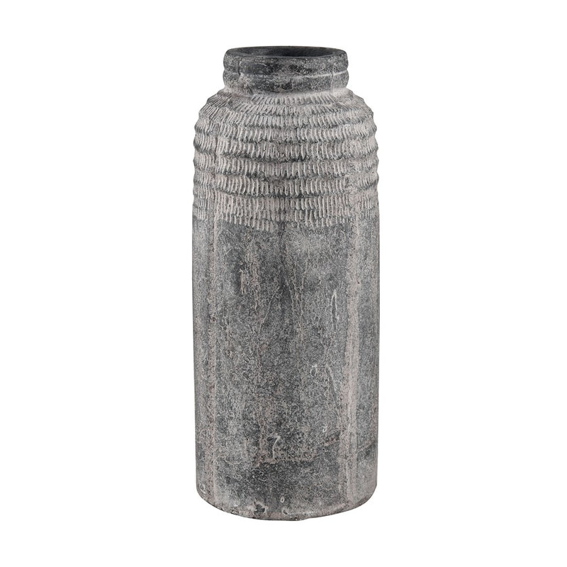 Atlas Lighting Ashe Large Vase | Antique Dark Gray Earthenware | Living Room & Entryway Decor | 6.75 x 6.75 x 15.5 in | Model AC11057-02