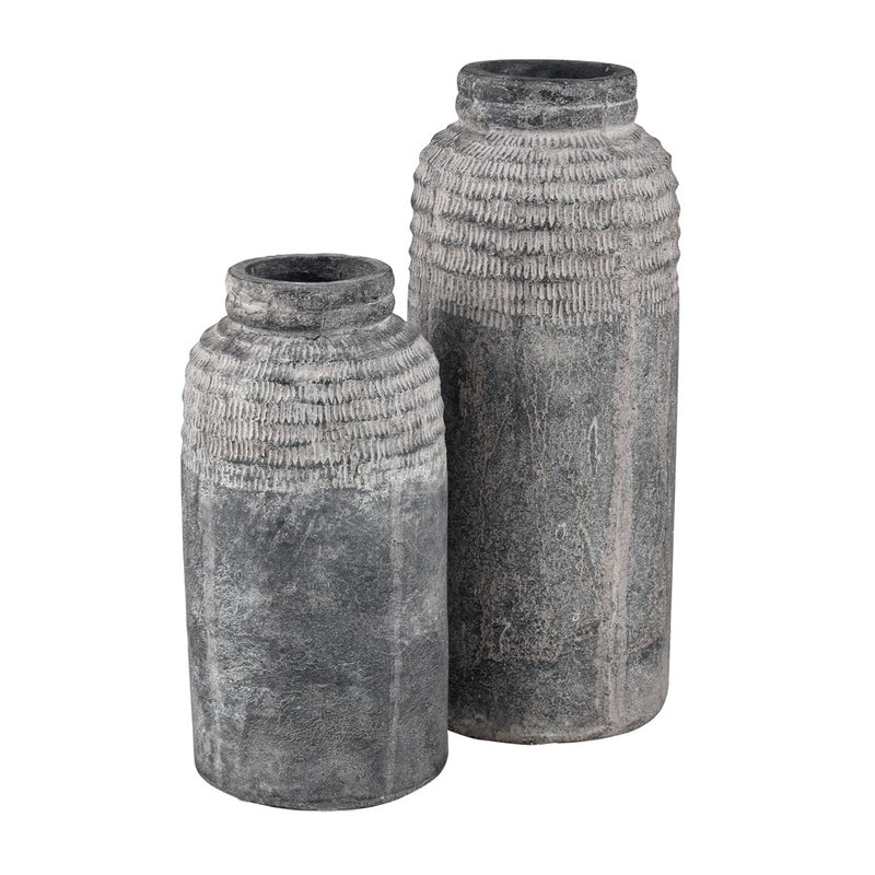 Atlas Lighting Ashe Large Vase | Antique Dark Gray Earthenware | Living Room & Entryway Decor | 6.75 x 6.75 x 15.5 in | Model AC11057-02
