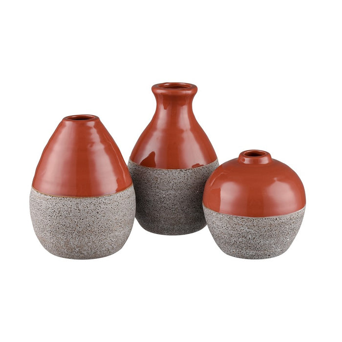Atlas Lighting Baer Vase, Set of 3, Brick Red
