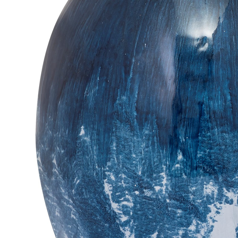 Atlas Lighting Bahama Medium Vase | Blue Ombre Glass with Nickel Rim | Living Room & Entryway Decor | 8 x 8 x 13.5 in | Model AC11066-02