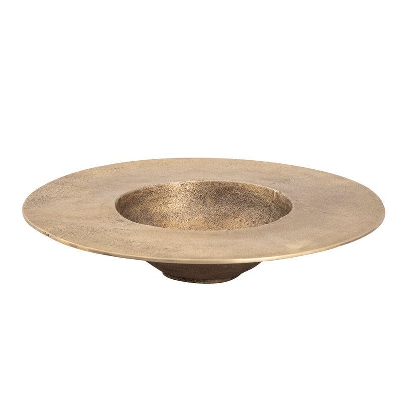 Atlas Lighting Barish 16in Round Decorative Plate | Aged Brass Hammered Metal | Wall Hanging & Entertaining | 16 x 16 x 4 in | Model AC11072-01