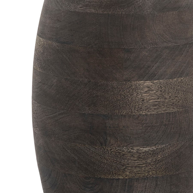 Atlas Lighting Barone 16in Ebonized Wood Vase | Modern Contemporary with Brass Cuffs | Living Room & Entryway Decor | 9 x 9 x 16 in | Model AC11074-01