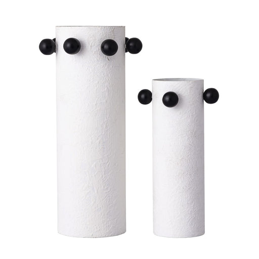 Atlas Lighting Beaded Vase Set of 2, Plaster White