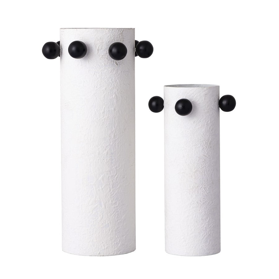 Atlas Lighting Beaded Vase Set of 2, Plaster White