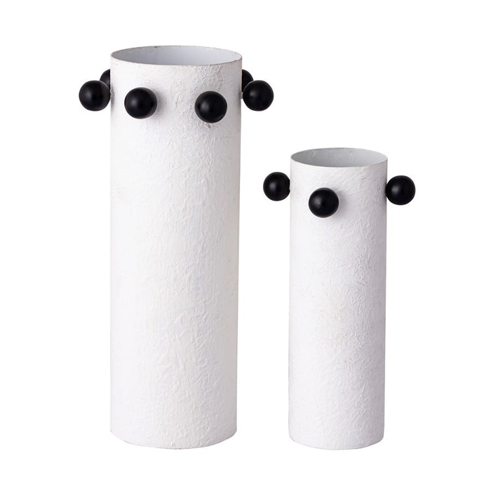 Atlas Lighting Beaded Vase Set of 2, Plaster White