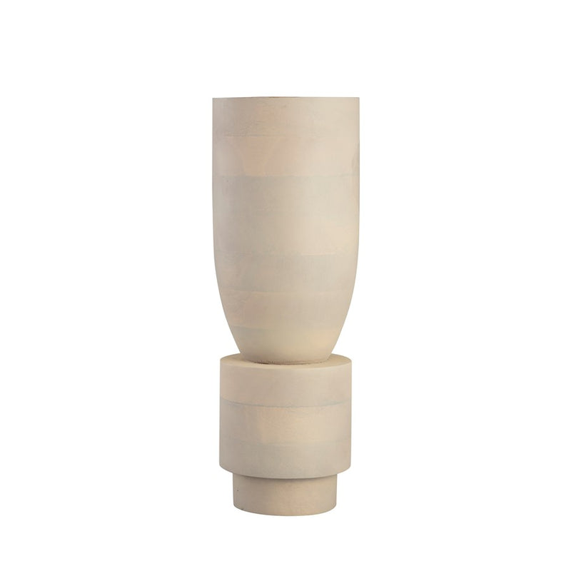 Atlas Lighting Belle Small Vase | Bleached Mango Wood Whitewash | Living Room & Entryway Sculpture | 6 x 6 x 17 in | Model AC11088-01