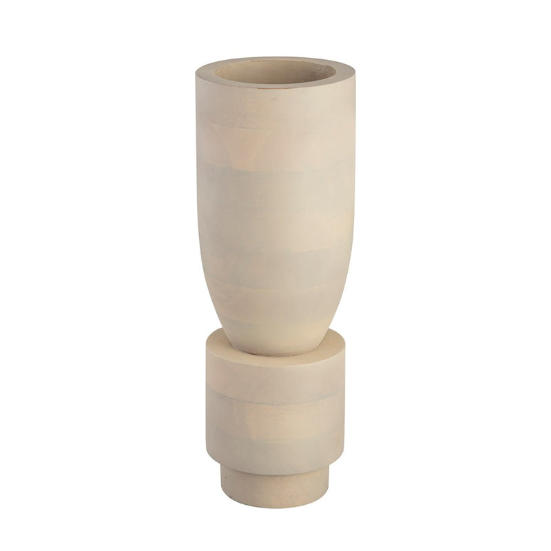 Atlas Lighting Belle Small Vase | Bleached Mango Wood Whitewash | Living Room & Entryway Sculpture | 6 x 6 x 17 in | Model AC11088-01