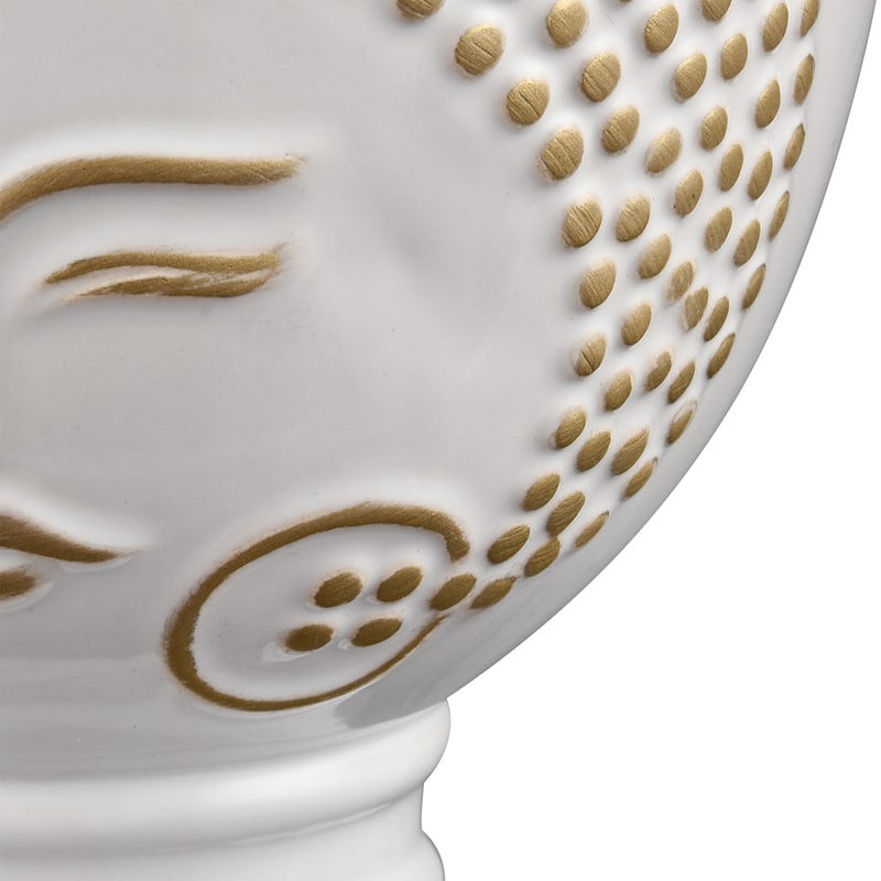 Atlas Lighting Bette Vase | White Earthenware with Gold Accents | Living Room & Entryway Decor | 7.25 x 7.25 x 8 in | Model AC11100-01