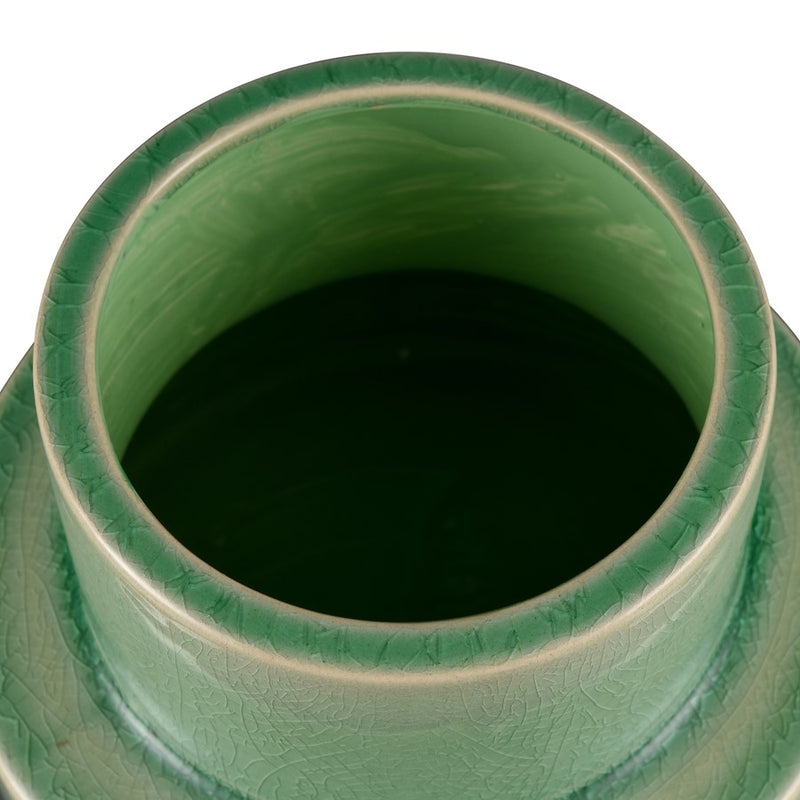 Atlas Lighting Bobby Medium Vase | Modern Green Earthenware | Living Room & Entryway Decor | 6.25 x 6.25 x 5 in | Model AC11106-01