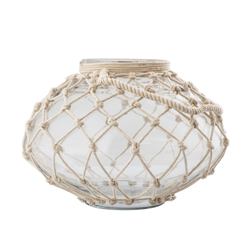 Atlas Lighting Bonita Vase | Clear Glass with Natural Jute Wrap | Living Room & Entryway Decor | 12 x 12 x 8.25 in | Model AC11110-01