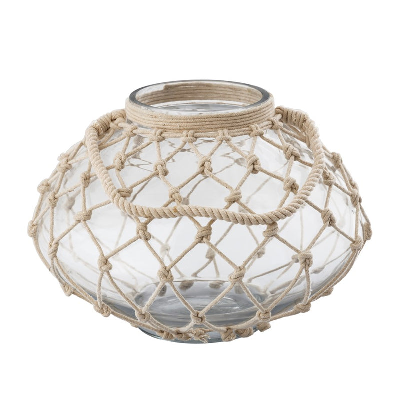 Atlas Lighting Bonita Vase | Clear Glass with Natural Jute Wrap | Living Room & Entryway Decor | 12 x 12 x 8.25 in | Model AC11110-01