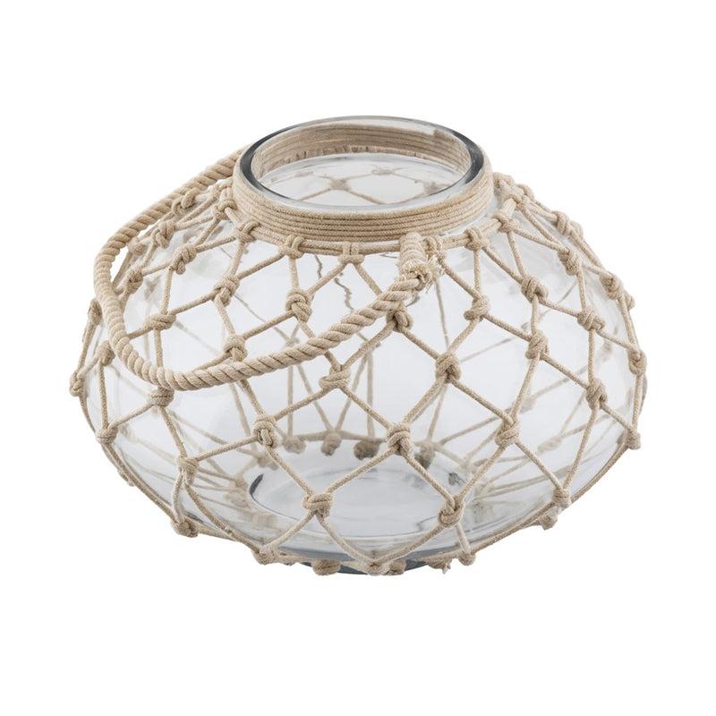 Atlas Lighting Bonita Vase | Clear Glass with Natural Jute Wrap | Living Room & Entryway Decor | 12 x 12 x 8.25 in | Model AC11110-01